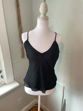 Women Ralph Lauren Cami Tank Black Sheer Size S/M